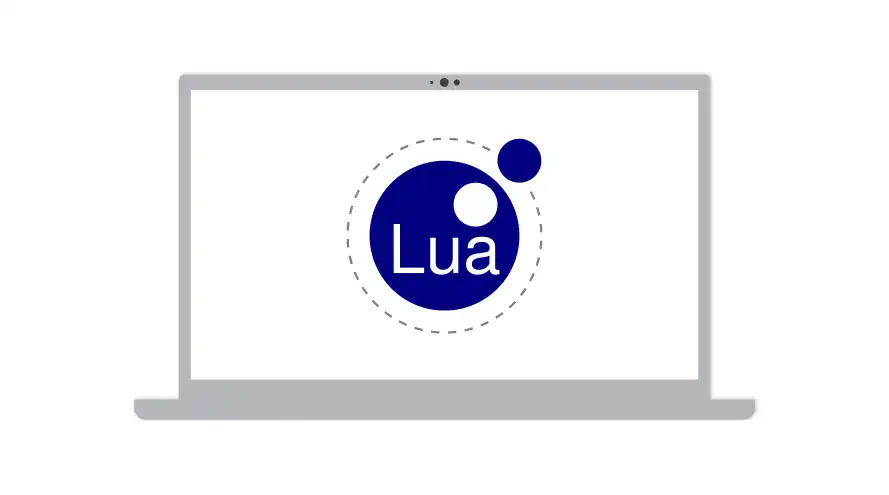 Lua logo displayed on a laptop screen.